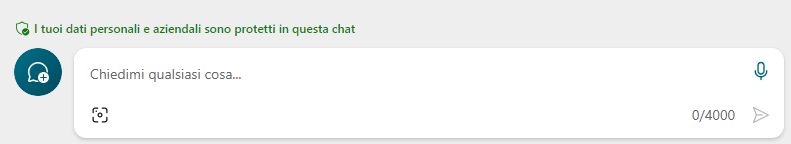 Prompt di Bing Chat Enterprise che conferma la protezione dei dati
